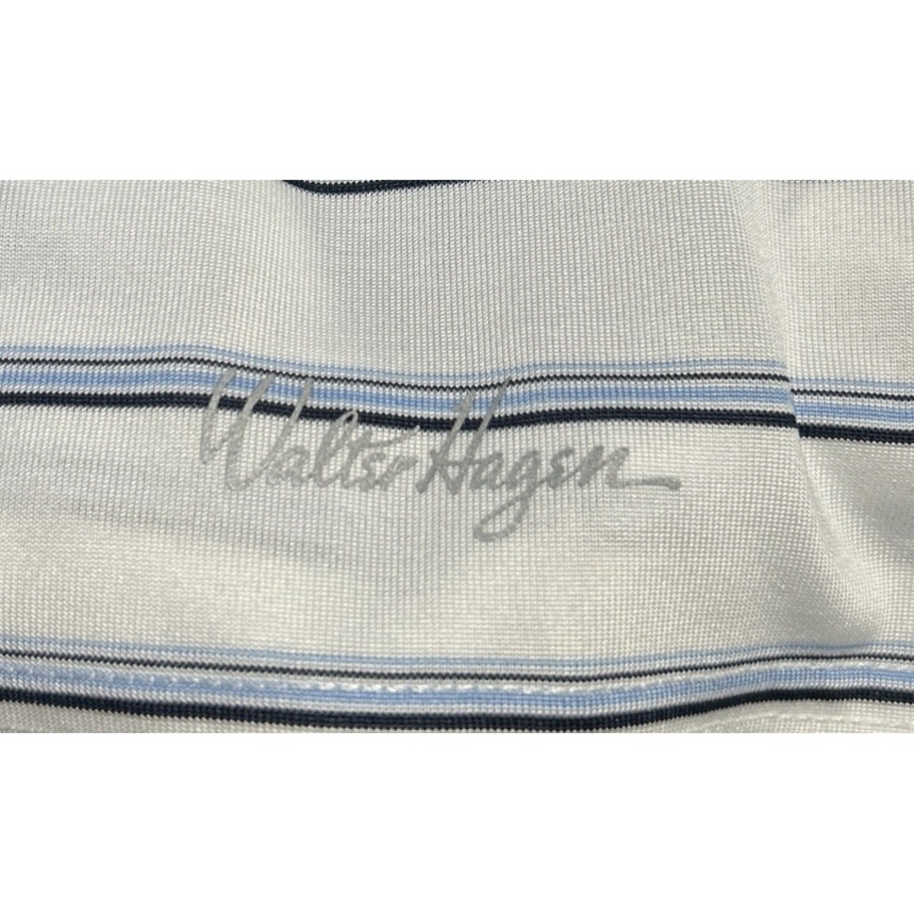 Walter Hagen Polo Golf Shirt Men's XXL 11 Majors Short Sleeve White Blue Stripe - Picture 7 of 9